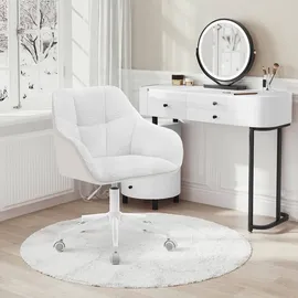 Woltu Homeoffice Stuhl, Schminkstuhl Drehstuhl höhenverstellbar, Bouclé-Sitz : Creme+Beige