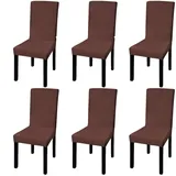 vidaXL Stuhlhusse Gerade Braun 6er Set