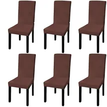 vidaXL Stuhlhusse Gerade Braun 6er Set
