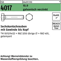 Hörger & Geßler Sechskantschraube ISO 4017 VG M20x 90 10.9 galv.verz. 25 Stück