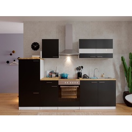 Respekta Küche Küchenzeile Leerblock Einbauküche Weiß Schwarz Malia 270 cm