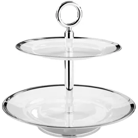 Fink Etagere "PLATINUM", weiß, H:26cm Ø:27cm, Porzellan, Servierplatten, Etagere, Servierplatte mit Platinumrand, mit 2 Etagen, Höhe ca. 26 cm