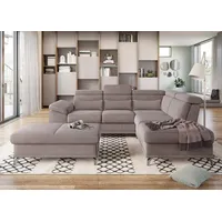 sit&more Ecksofa Cabrio L-Form, B: 274 cm, mit Sitztiefen-, Arm- & Kopfteilverstellung, 3 Nierenkissen, Federkern, optional Bettfunktion und Stauraum braun