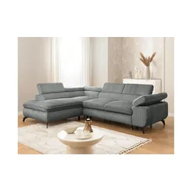 S-Style Eckcouch Cord 2-Sitzer Grau