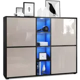 Vladon Highboard, Sand, Holzwerkstoff, 130.5x105.5x35.5 cm, Wohnzimmer, Kommoden & Sideboards, Highboards