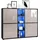 Vladon Highboard Cuba V3 (Highboard, mit 12 Fächern, inkl. RGB LED Beleuchtung), in Schwarz matt / Fronten in Sandgrau Hochglanz (130,5x105,5x35,5 cm) grau