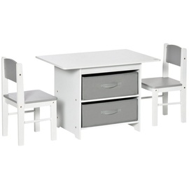 Homcom Kindersitzgruppe mit 2 Stühlen und Tisch mit Schubladen bunt 71L x 48B x 49H cm