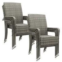 Juskys Yoro Polyrattan Gartenstuhl Grau 8 St.