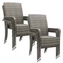Juskys Yoro Polyrattan Gartenstuhl Grau 8 St.