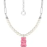 Thomas Sabo Kette mit Anhänger Gliedercollier Goldbär Silber 925 rosa/silberfarben/weiß