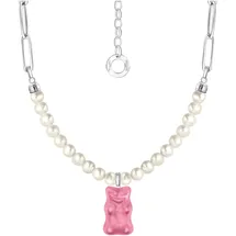Thomas Sabo Kette mit Anhänger Gliedercollier Goldbär Silber 925 rosa/silberfarben/weiß