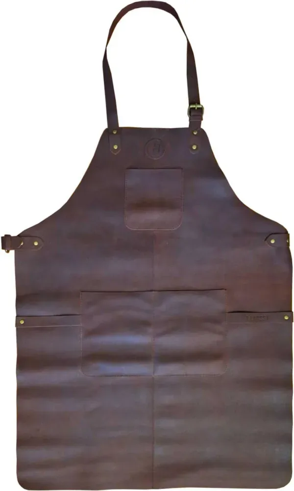 Exklusive Büffelleder Grillschürze | Robuste & Elegante BBQ Schürze in Edlem Kaffeebraun für Grillmeister