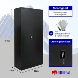 Proregal Elephant Aktenschrank 180x80x40 cm Schwarz
