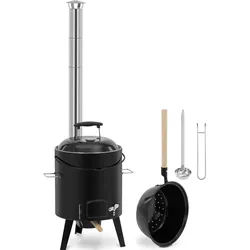 Royal Catering Gulaschkanone - 14 l - emailliert - Grillrost - Kelle - Thermometer -