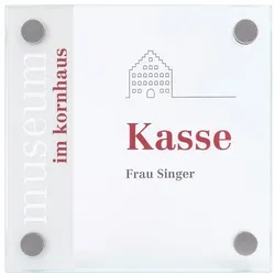 GALERIE Türschild | 150x150 mm | 2 Scheiben ESG Glas | 4x Edelstahl Halter | Türschild Büro | Büroschild