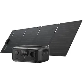 EcoFlow RIVER 3 Tragbare Powerstation mit 60W Solarpanel, 245Wh LFP Batterie, bis zu 600W Leistung, GaN Effizienz verdoppelt die Laufzeit, <20ms USV,