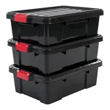 Iris Ohyama Iris Ohyama, 3er-Set, Aufbewahrungsbox, DIY, 25 L, mit Clips, stapelbar, Garage - Power Box SK-230 - Schwarz