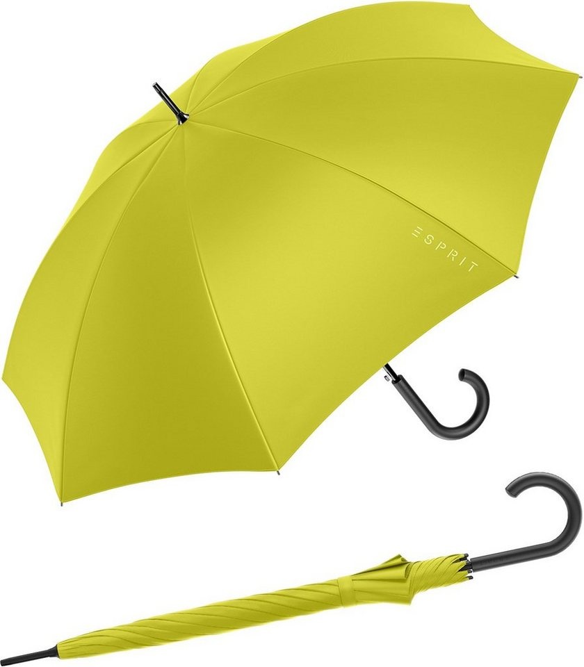 Esprit Stockregenschirm Damen-Regenschirm mit Automatik HW 2023, groß und stabil, in den Trendfarben - apple green grün