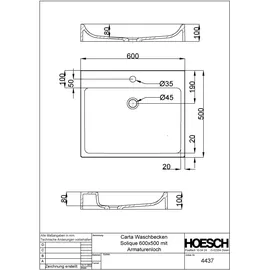 Hoesch Carta Aufsatzwaschtisch 60 x 50 cm