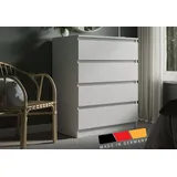 home collective Kommode 80cm breit mit 4 Schubladen Kommode Weiß schmal Holz Schrank mit Schubladen Sideboard Highboard Anrichte Schlafzimmer Wohnzimmer Flur Büro Organizer Breite 80 cm Höhe 100 cm