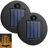 Solarleuchten Ersatzteile 7cm, Solar Ersatzdeckel 1.2V 600mAh mit LED Warmweiß, IP44 Wasserdichtes Solarmodul für Gartenleuchten, Solar Lampen, Terrassenbeleuchtung, Laterne Deckel