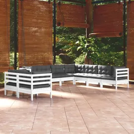 vidaXL Garten-Lounge-Set 9-tlg. weiß Kiefer