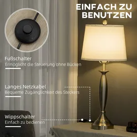 Homcom 3-teiliges Stehlampen-Set inkl. 1 Stehleuchte, 2 Tischleuchten, Tischlampen-Set mit E27 Fassung, für Wohnzimmer, Schlafzimmer, Silber+Weiß