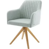 DELIFE Polsterstuhl Greg-Flex, Holzgestell kantig Stripes Mint 180° drehbar grün 59 cm x 86 cm x 58 cm