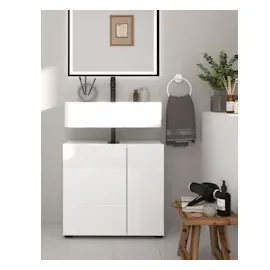 inn.furn Waschbeckenunterschrank weiß Hochglanz 60 x 56 cm Larik in Badezimmer Unterschrank