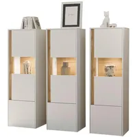 Furn.design Vitrinen-Set, weiß Eiche Wotan Holz, Nachbildung,Eiche, Holz Optik,