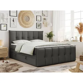 MKS Boxspringbett, PREMIUM 11 King 160/200 Dunkelgrau Kunstleder - H4,