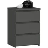akord furniture factory Akord Nachtschrank, Grau, Nachbildung, 3 Schubladen, Rechteckig,Rechteckig, 40x57x35 cm, Schlafzimmer, Nachttische