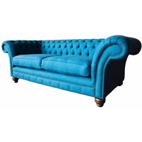 JVmoebel Chesterfield-Sofa, Chesterfield Sofa Couch Klassisch Dreisitzer Wohnzimmer Sofas blau