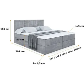 altdecor Boxbett 160 x 200 cm H4 Grau