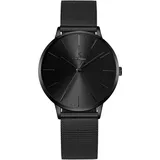 Alienwork Damen-Armbanduhr Quarz schwarz mit Metall Mesh Armband Edelstahl Ultra-flach dŸnn