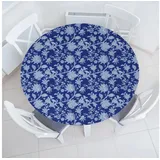 Abakuhaus Tischdecke Rundum-elastische Stofftischdecke, Blumen Paisley-Muster Ottoman blau 120 cm x 120 cm