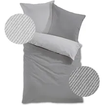 Traumschlaf Arizona Gestreift Grau 200 x 220 cm + 2 x 80 x 80 cm