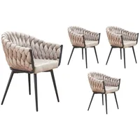 LC Home 4er Set Esszimmerstuhl »Remy« Samtoptik hellgrau/ taupe