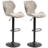 Homcom Barhocker 2er-Set, Drehbar Höhenverstellbar Barstuhl mit Chenille-Optik, Gepolstert Küchenstühle mit Rückenlehne und Fußstütze Tresenhocker für Küche, Wohnzimmer Braun