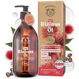 BIONOBLE Rizinusöl Kaltgepresst Bio - 100% Natürlich, Ohne Hexan - Wachstumsfördernd, Repariert - Rizinusöl Bio Haare, Wimpern, Augenbrauen, Haut - Castor Oil - Glasflasche mit Pumpe - 500ml
