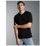 TRIGEMA T-Shirt "TRIGEMA V-Shirt DELUXE Baumwolle", Herren, Gr. M, schwarz, Single Jersey, 100% Baumwolle, Basic, lang, V-Ausschnitt, Shirts T-Shirt