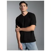 TRIGEMA T-Shirt "TRIGEMA V-Shirt DELUXE Baumwolle", Herren, Gr. M, schwarz, Single Jersey, 100% Baumwolle, Basic, lang, V-Ausschnitt, Shirts T-Shirt