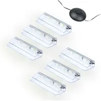 Kalb Material Für Möbel kalb | LED Glaskantenbeleuchtung Ambilux Clip transparent 3000K 5000K 1-10 Sets für Glasböden 4-10mm Fußschalter Glasbodenbeleuchtung erweiterbar um Dimmer/Controller Plug & Play (kaltweiß, 6er Set)