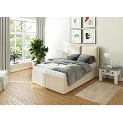 Polsterbett MAINTAL "Lyara", beige, B:147cm L:215cm, Struktur fein (100% Polyester), Betten, wahlweise ohne Matratze oder mit 3 Matratzenarten zur Auswahl
