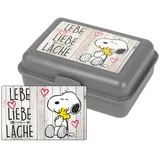 SNOOPY United Labels Peanuts Brotdose - Lebe Liebe Lache Lunchbox Butterbrotdose mit Trennwand grau