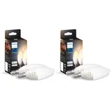 Philips Hue White Ambiance E14 LED Lampen 4er Pack (470 lm), dimmbare LED Leuchtmittel für das Hue Lichtsystem mit warm- bis kühlweißem Licht, smarte Lichtsteuerung über Sprache und App