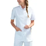 CLINIC DRESS Kasack für Damen leicht tailliert Stehkragen Druckknopfleiste 2 Doppeltaschen mit Druckknopf und Saumverstärkung Seitenschlitze Industriewäsche geeignet 95 Grad Wäsche weiß 44 - 44