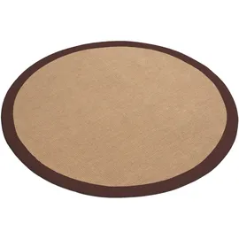carpetfine Sisalteppich carpetfine "Sisal", braun, H:5mm Ø:60cm, Sisal, Teppiche, Sisalteppich, mit Bordüre, Anti-Rutsch Rückseite