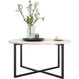 luxuskollektion Runder Couchtisch Schwarz Holz 88 x 44,5 cm