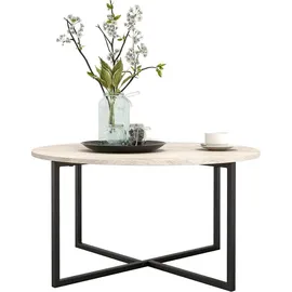 luxuskollektion Runder Couchtisch Schwarz Holz 88 x 44,5 cm